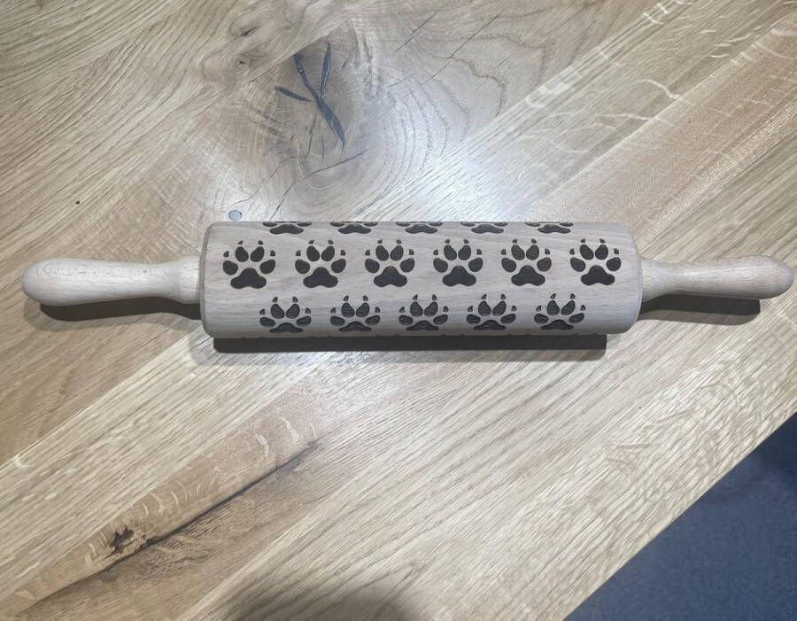Reliëf deegroller met gegraveerd poesjesontwerp decoratieve deegroller taartbakaccessoires unieke bakjes aardewerk maken handgemaakte deegroller patroon 40 cm