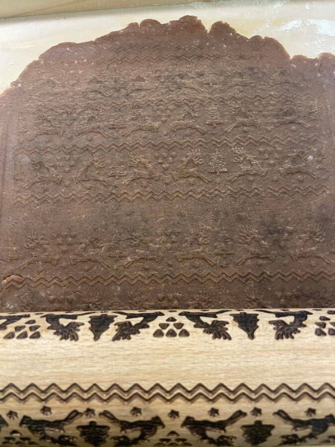 Reliëf deegroller met gegraveerd springhertenontwerp decoratieve deegroller taartbakaccessoires unieke bakjes aardewerk decoratie handgemaakte deegroller patroon 40 cm