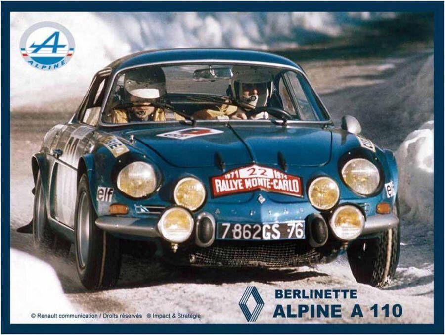 Renault Alpine A110 Berlinette Metalen Wandbord 20x30 cm