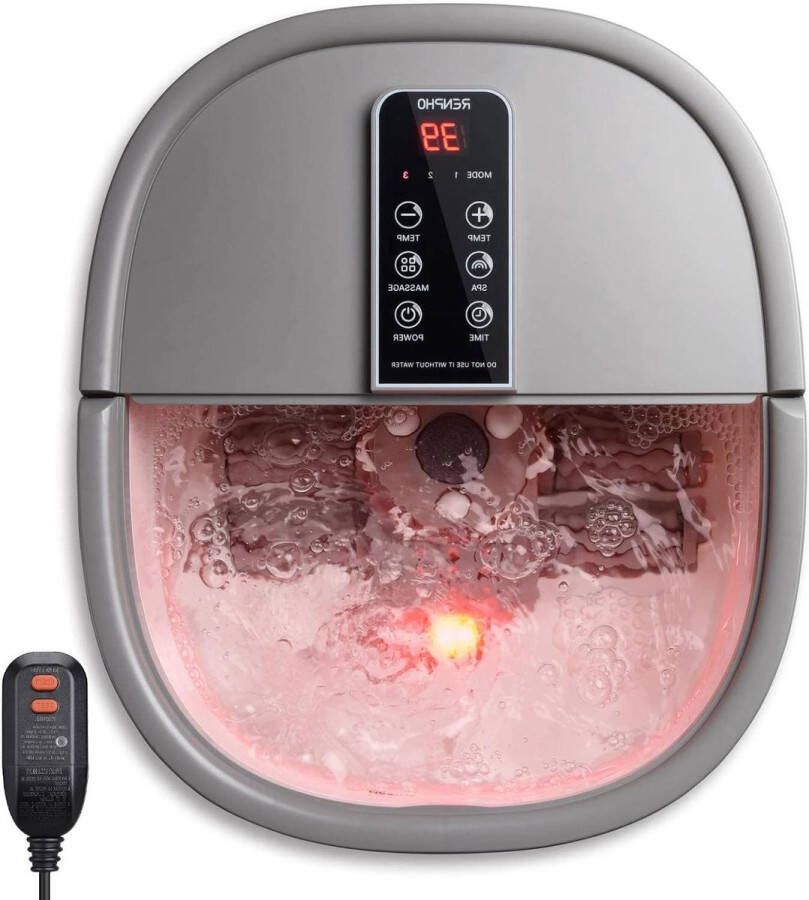 RENPHO voetbadmassageapparaat snelle verwarming automatische massage krachtige bubbeljets Shiatsu-massagerollen pedicure vermoeide voeten instelbare tijd instelbare temperatuur Elektrische voetmassage