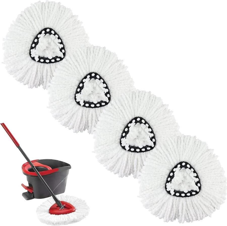 Reservekop voor Spin Mop 4 Pack Vervangende EasyWring Mop Vullingen Driehoek Spin Mop Microfiber Spin Mops voor Vloerreiniging