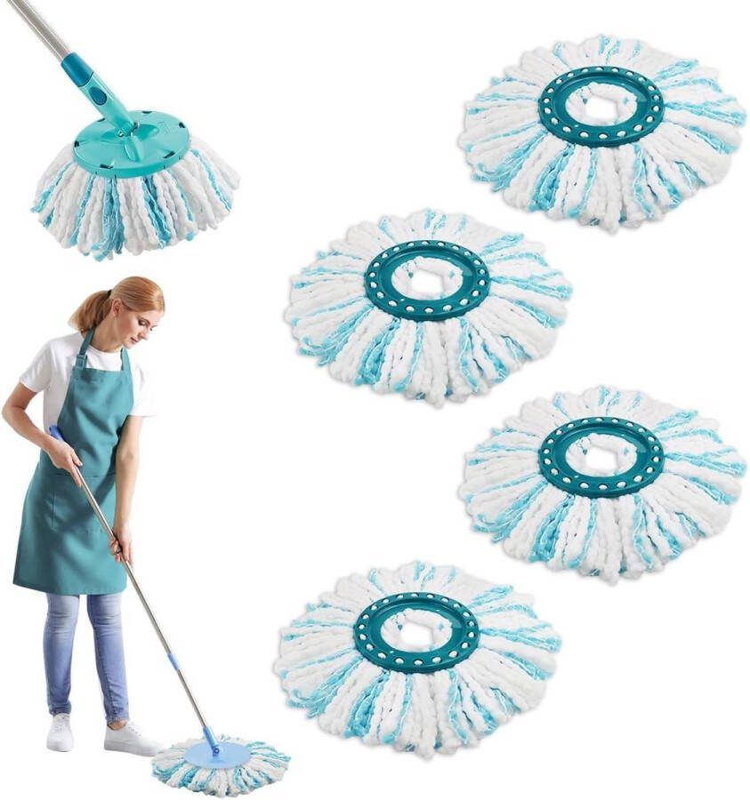 Reservekoppen Leifheit Clean Twist Disc Mop Micro Set 4 stuks Vezelsysteem Dweilmop Vloerwisser Reserveonderdelen Vloertypes Vuilopname