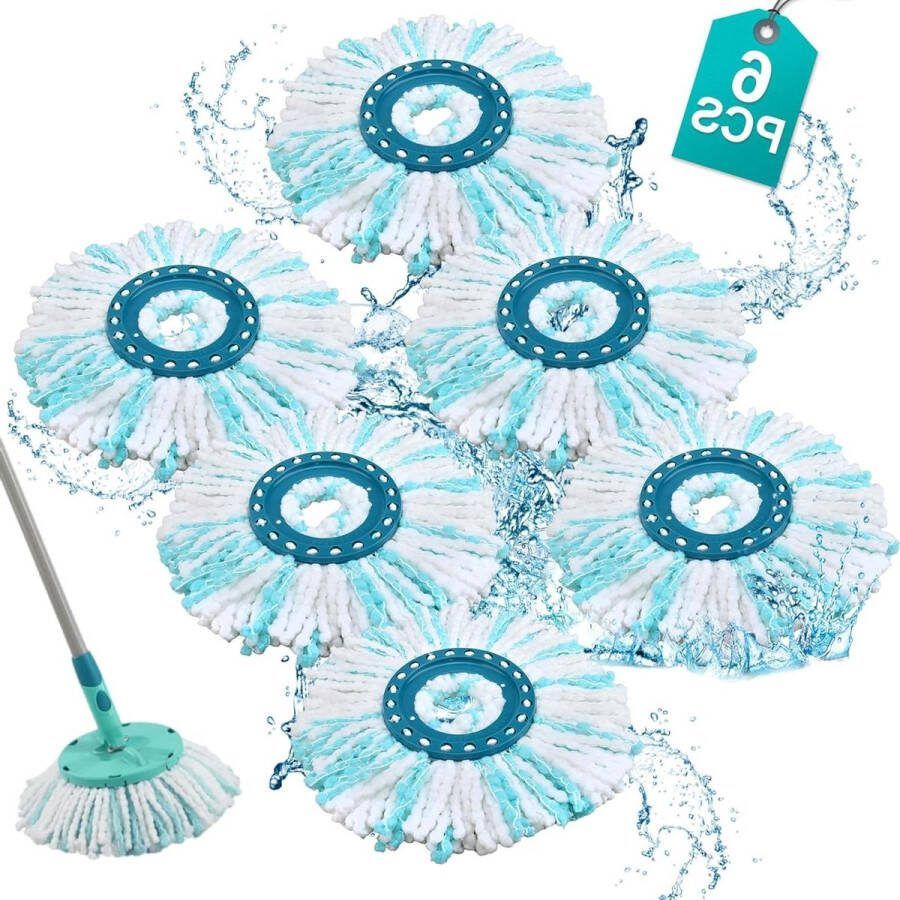 Reservekoppen voor Clean Twist Disc Mop Extreem absorberend Vervangende overtrek voor vloerwisser Ergo compatibele microvezel Set van 6