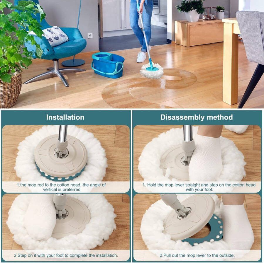 Reservemop voor Leifheit set van 3 reservekoppen Clean Twist Disc Mop reserveonderdelen van de Leifheit-mop microvezel zeer absorberend en reinigt alle vloeren