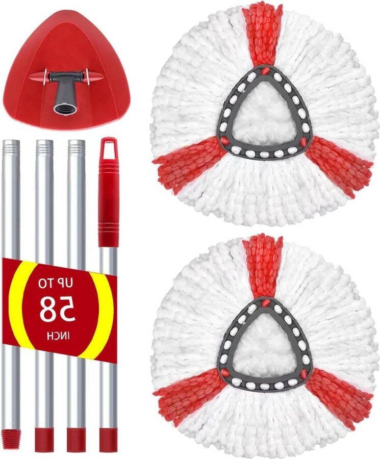 Reset Heads Turbo Mop Set Compatibel met Vileda EasyWring & Clean Vervangingshoes 2 Mop Heads 1 Steel 1 Mop Basis Geschikt voor Vileda Mop Gevoelige Ondergronden