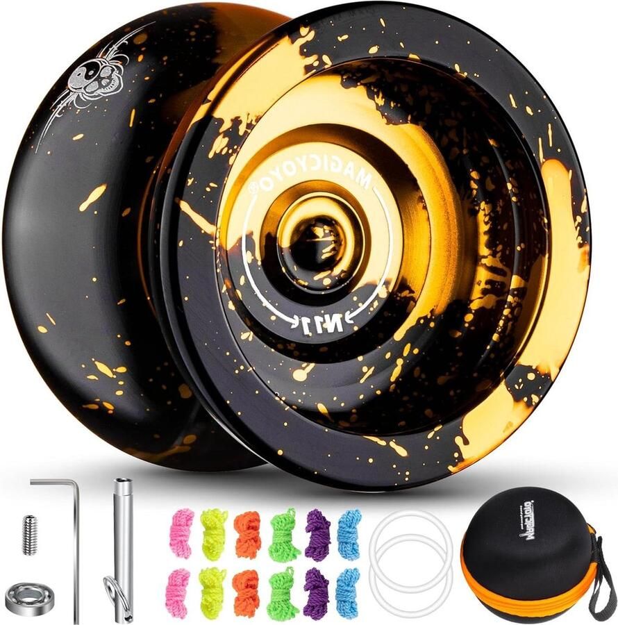 Responsieve JoJo N11 Plus voor kinderen metalen jo-yo met niet-reagerende Yoyo-modus Yo-Yo-lagerset 12 Yoyo koorden Yo-Yo tas zwart goud