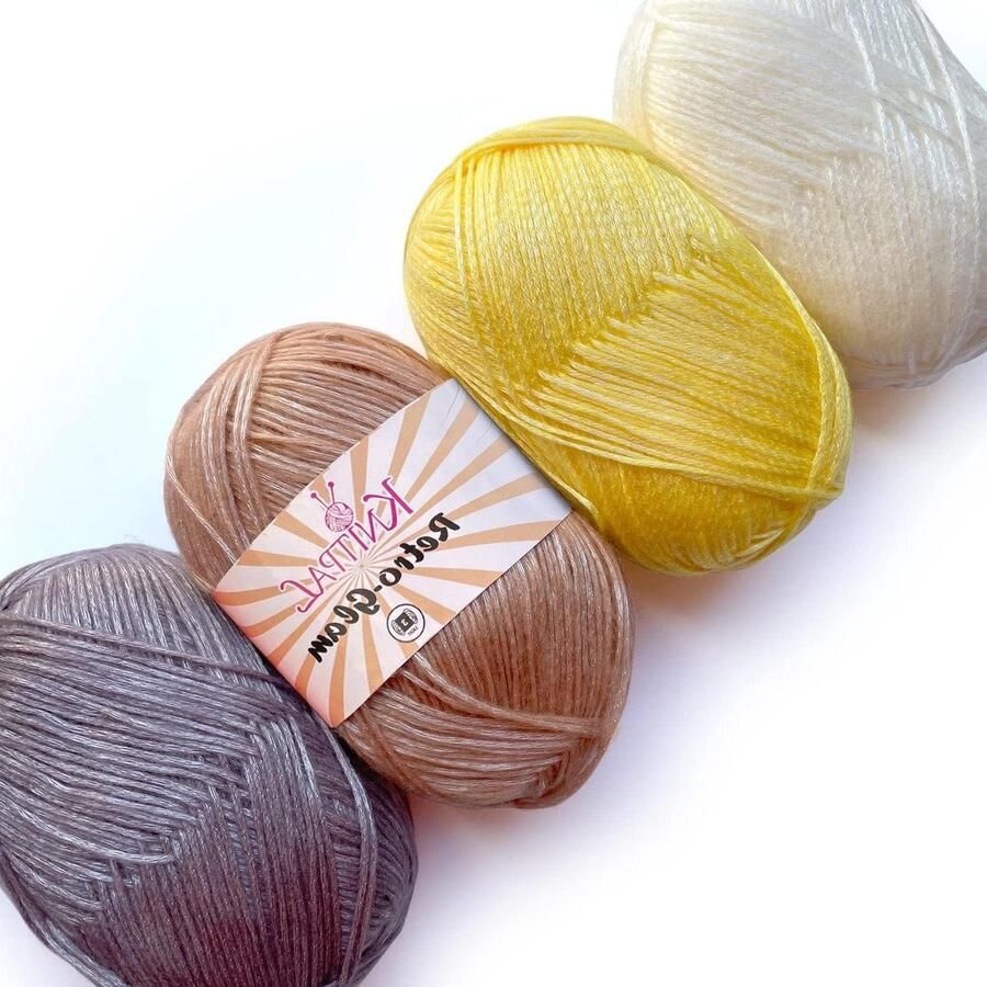 Retro-Glam Metallic Garen Verschillende Kleuren Zacht & Glanzend voor Breien en Haken Bulk strengen 1172m 400g DK Gewicht (Golden Sunshine)