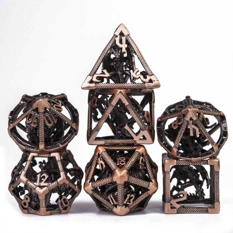 Retro Hollow Metal DND Dice Brons (Dragon)