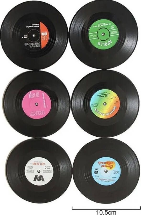 Retro onderzetter vinyl 4 stuks