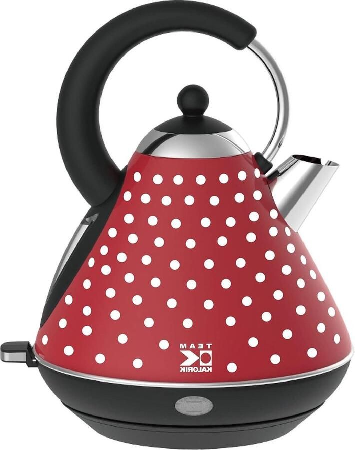 Retro-roestvrijstalen waterkoker met 17 l inhoud 2400 W deeltjesfilter rood-wit