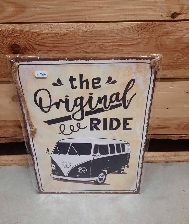Retro VW bus wandbord emaille metaal the original ride