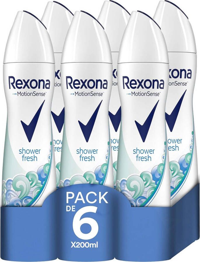 Rexona Deodorant Shower Fresh 6 x 200 ml. MotionSense Voordeelverpakking