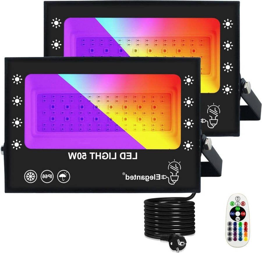 RGB led-spot uv-blacklight schijnwerper IP66 waterdicht buitenspot Halloween fluorescerende glow neon tuinfeest 2 stuks