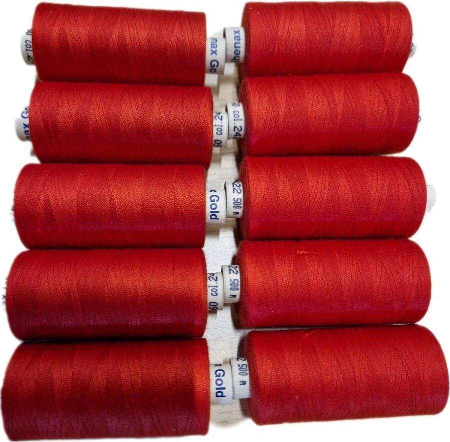 Rhenax Gold naaigaren 10x500meter rood kleurcode 2422