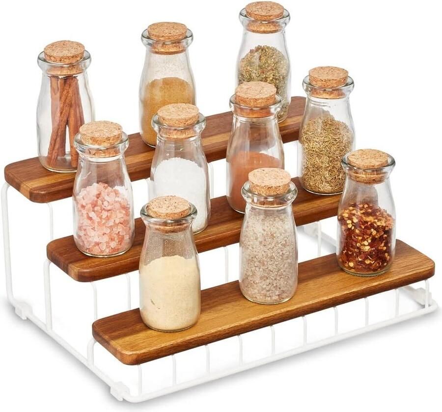 Ría Safford Collectie Acacia Hout en Draad Drie Organizer 12 x 8.5 x 5 3 Tier Spice Rack met gratis verzending Sink organizer