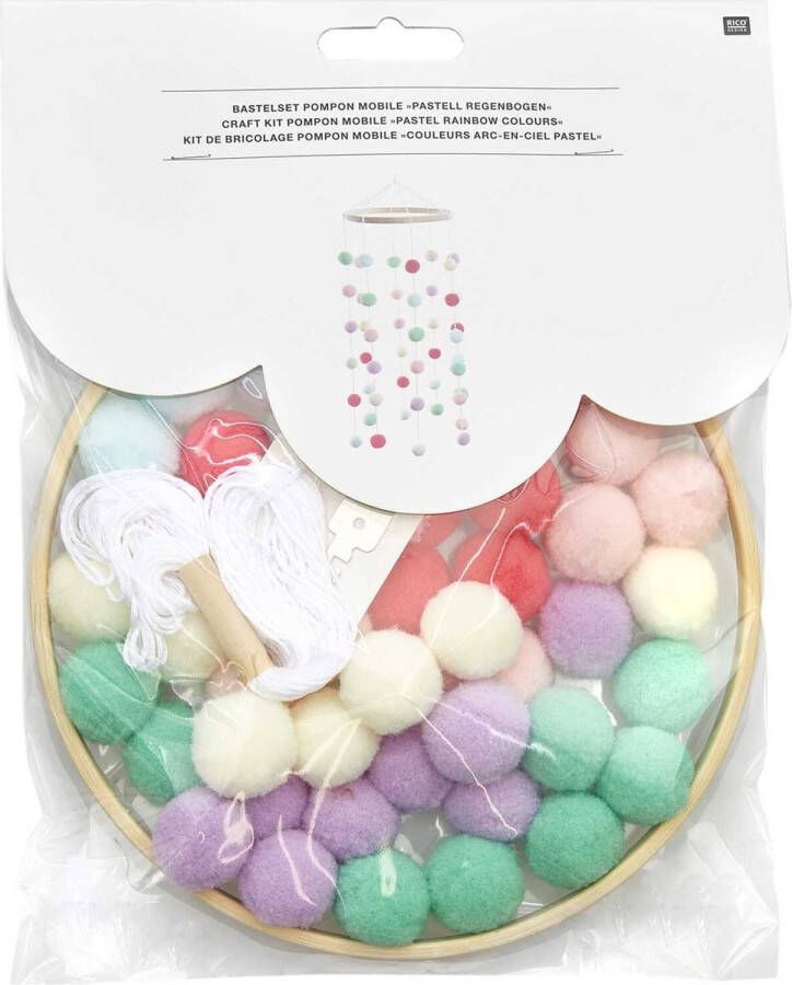 Rico Design Knutselset Hanger Mobiel Met 48 Pompoms Pastelkleuren
