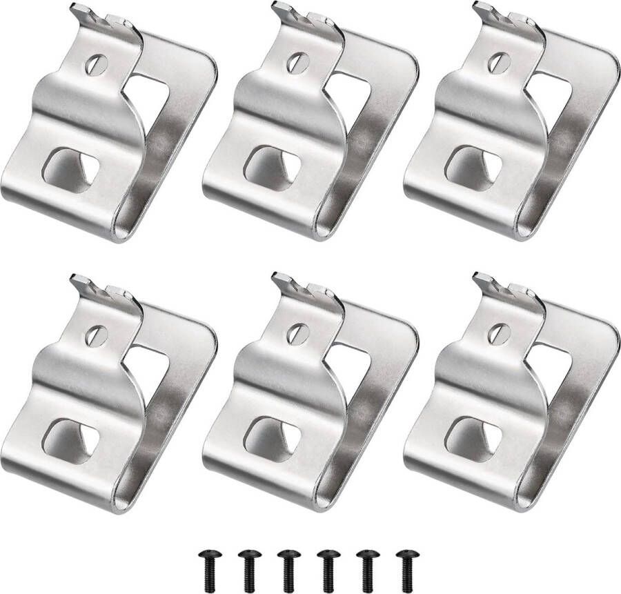 Riemclips voor Dewalt 6 stuks 304 roestvrijstalen boorgereedschapsclips haakset met schroeven voor Dewalt N268241 Geschikt voor 20V elektrisch gereedschap DCD980 DCD985 DCD980L2 DCD985L2