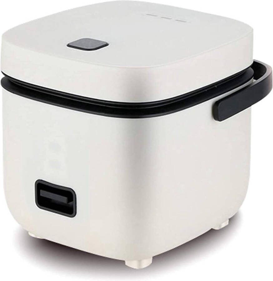 Rijstkoker 1 2 l met stoompan Antiaanbaklaag Bescherming tegen hoge temperaturen Bediening met één druk op de knop Perfect voor een of twee personen om rijst vlees pasta of soep te koken (Wit)