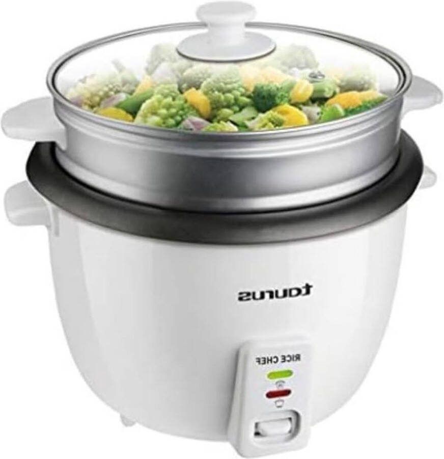 Rijstkoker 700 W inhoud 18 l anti-aanbaklaag kook- en warmhoudfunctie accessoires voor stoomkoken wit