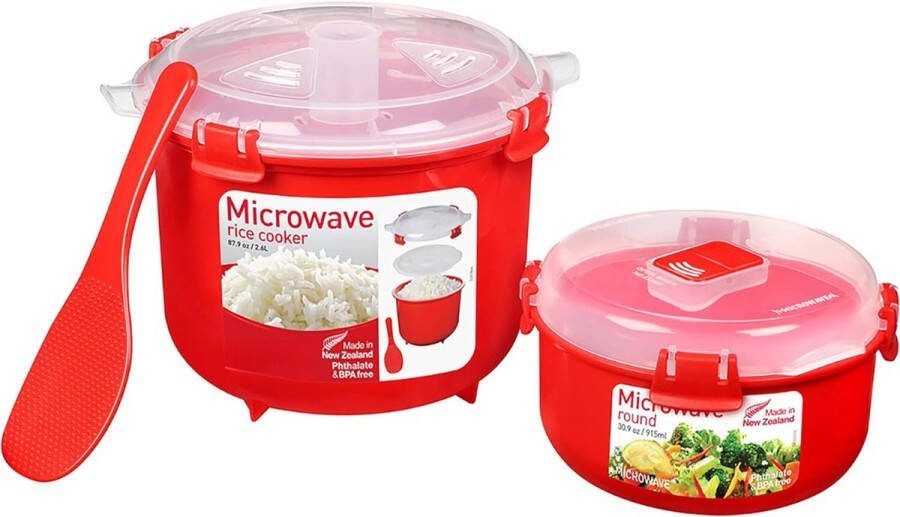 Rijstkoker Rood 2 6L BPA-vrij Microwave