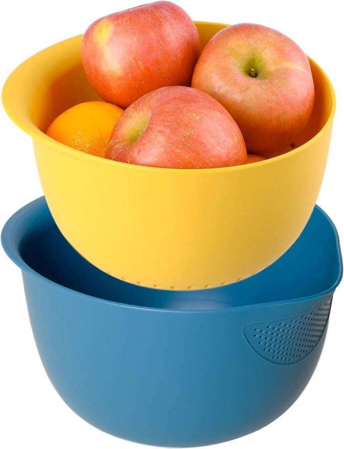 Rijstzeef en keukenvergiet Set Zeef Rijst Quinoa Giet Groenten Fruit Blauw
