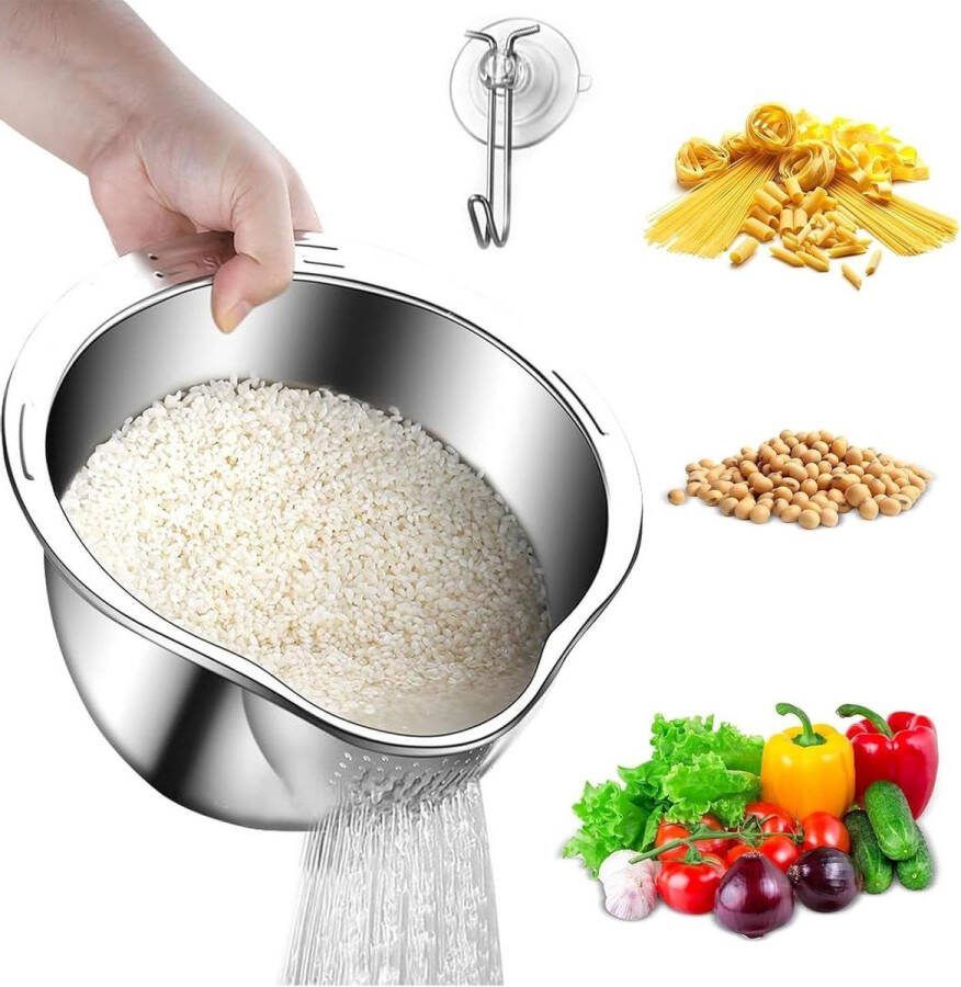 Rijstzeef van roestvrij staal voor rijstzeef groenten afdruiprek geschikt voor quinoa pasta fruit linzen bonen granen