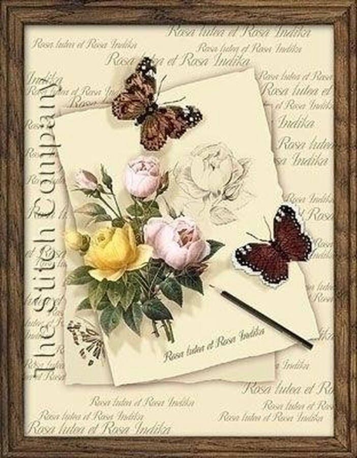 Riolis borduurpakket Butterflies and Roses PT0001