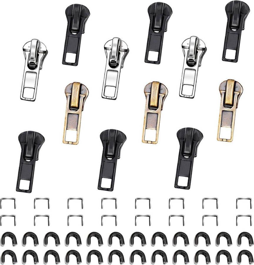 Ritssluiting reparatie set 52 stuks vervangende rits sliders metalen schuiver voor mantels jassen rugzakken Ritssluiting reparatie set