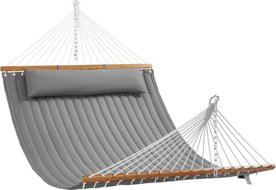RM Store Gewatteerde Hangmat Stoffen Hangmat Dubbele Hangmat Tweepersoons Hangmat Voor Tuin Voor Terras Grijs