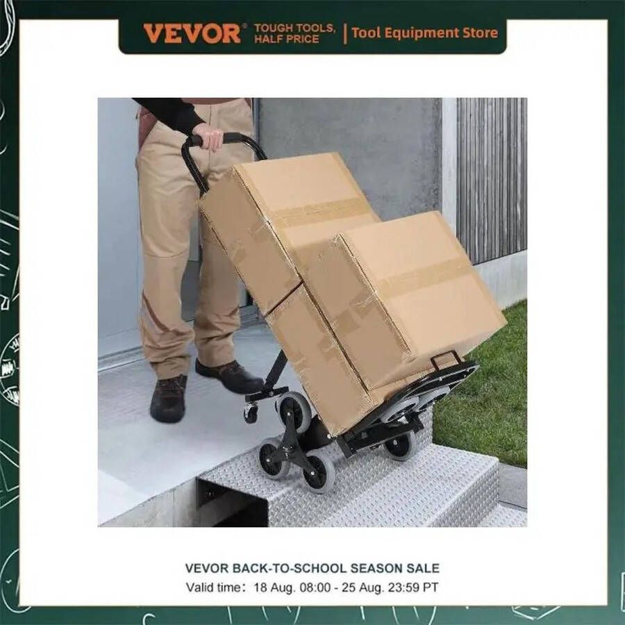 RM Store Opvouwbare Trapklimkar Trolley Steekwagen Inklapbaar Met 8 Wielen Steekwagen Voor Trappen Verstelbare Handgreep