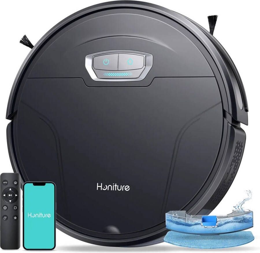 Robotstofzuiger G20pro 4500Pa 3 In 1 Sterke Zelf Oplaadbare Slimme Robot Zwart Zelf Bewegend Zakloos