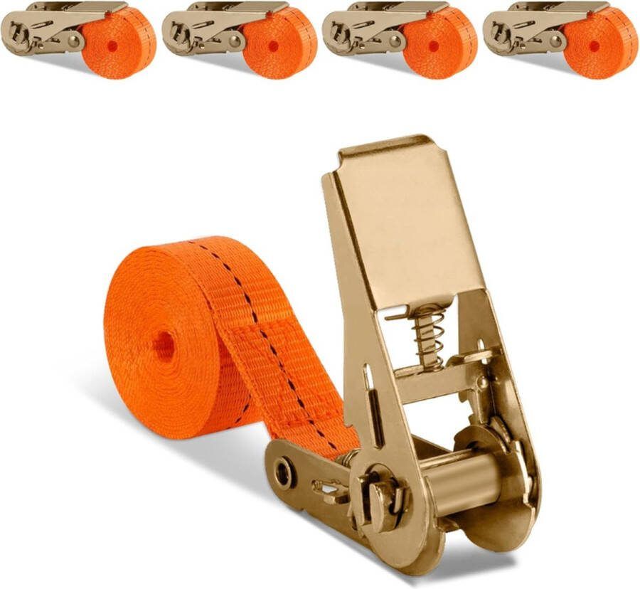 Robuuste Spanbanden Met Ratel 2m Set van Verstelbare Sjorbanden Met Klemsluiting Ideaal Voor Auto Steekwagen Motorfiets Bagage En Camping