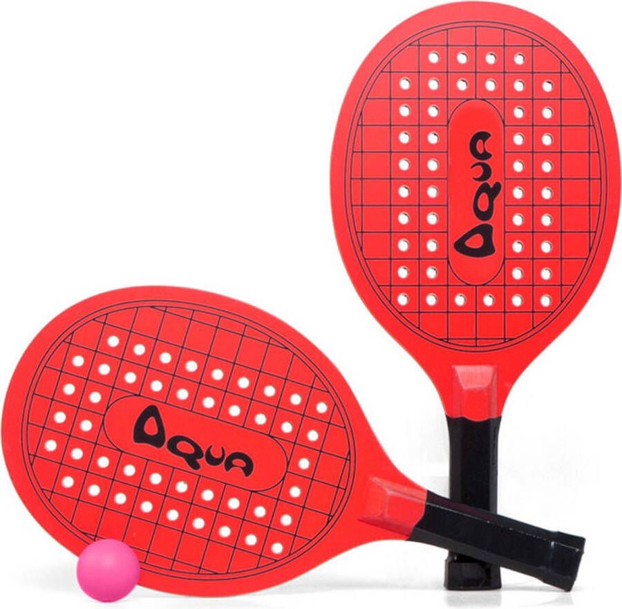 Rode beachball set met tennisracketprint buitenspeelgoed Houten beachballset Rackets batjes en bal Tennis ballenspel