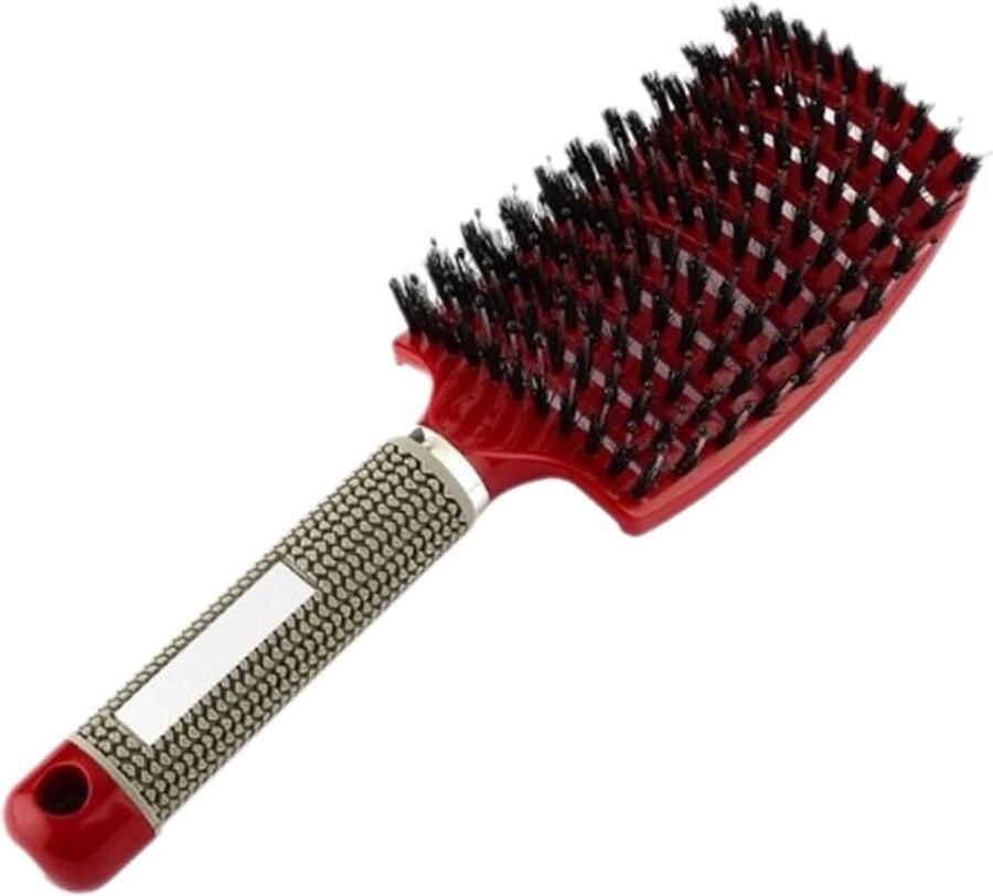 (Rode) haarborstel peddelhaarborstel zachte masserende geventileerde borstel voor mannen en vrouwen ontwarrende borstel voor lang dik krullend haar vermindert haarbreuk anti-wirwar roze haarborstel Haar Gebogen |. Ronde borstel