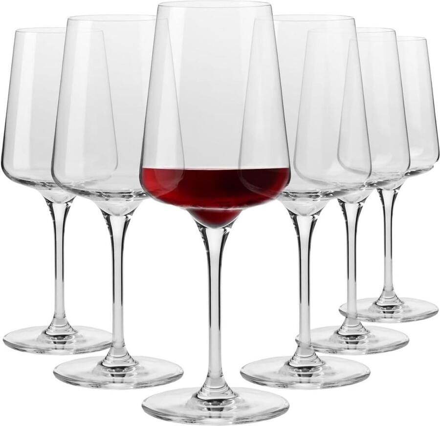 Rode wijnglazen Elegant ontwerp Set van 6 glazen 500 ML Traditioneel vakmanschap Perfect voor thuis restaurant en feesten voor de vaatwasser