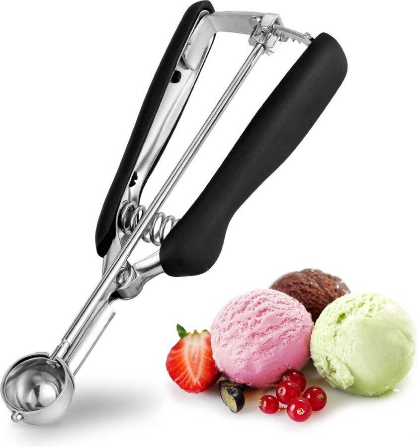 Roestvrij staal 2 5 cm TJ POP extra kleine ijslepel Portioneer 5 ml met trekker en comfortabel handvat voor ijsballen bakken meloenballen