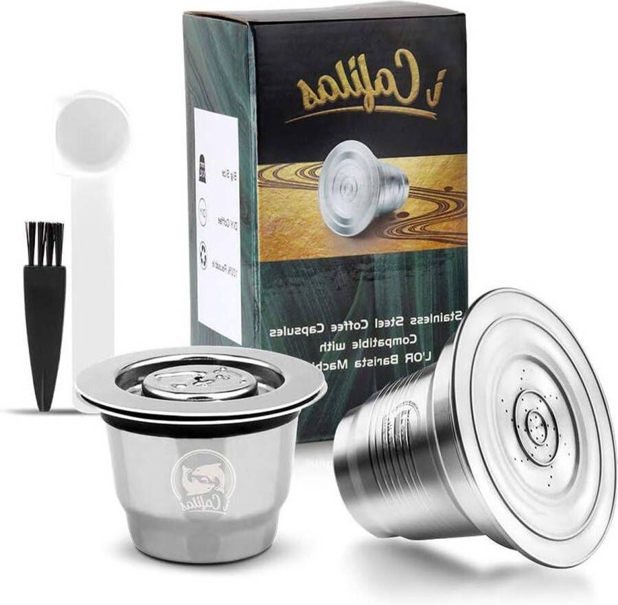 Roestvrij staal herbruikbare koffiecapsules compatibel met Gold Barista LM8012 60 oplaadbaar maatlepels penseel Classic Set groot en klein cup