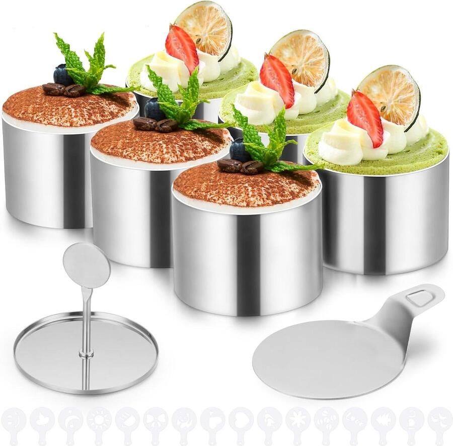 Roestvrij staal ronde serveerringen Dessertringen en dinerringen met lifter Bakring en taartring met mousse sjablonen
