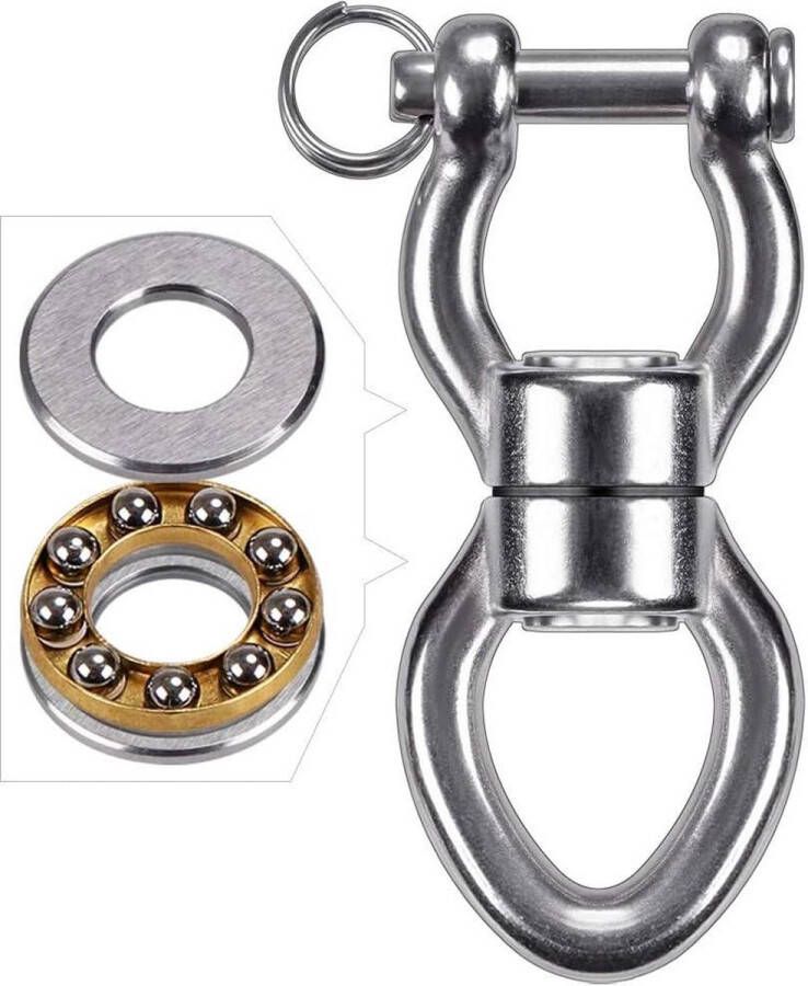 Roestvrij staal Silent Bearing Swing Swivel 540 kg draagvermogen 360 graden draaibaar opknoping accessoire met verwijderbare gesp voor boomschommel hangstoel klimtouw yoga kinderschommel