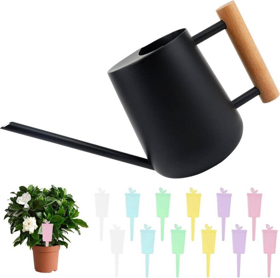 Roestvrij staal zwarte gieter 1L voor kamerplanten Vintage bloemgieter met lange uitloop Comfortabele handgreep Vetplanten Potbloempot