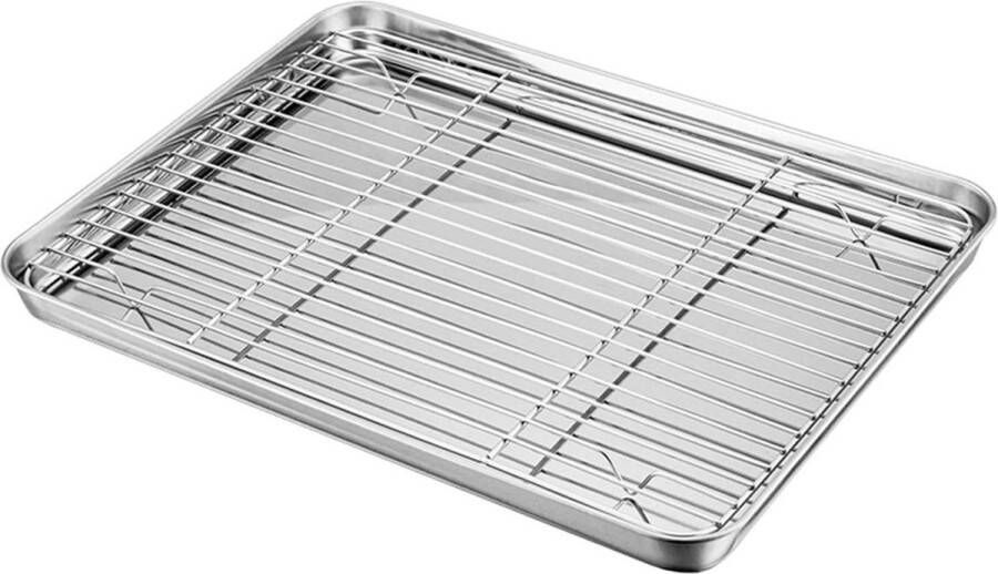 Roestvrij stalen bakplaat met afkoelrooster 316 x 246 x 25 cm gezond en gemakkelijk te reinigen