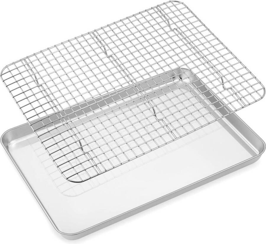 Roestvrij stalen bakplaat met afkoelrooster set van 2 groot formaat sheet pan extender