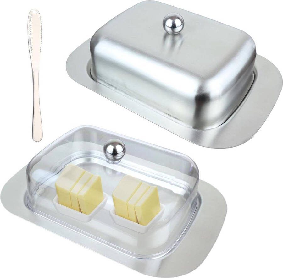 Roestvrij stalen botervloot met deksel 2 boterblikken handvat voor koelkast 186 x 12 x 65 cm keuken en restaurants