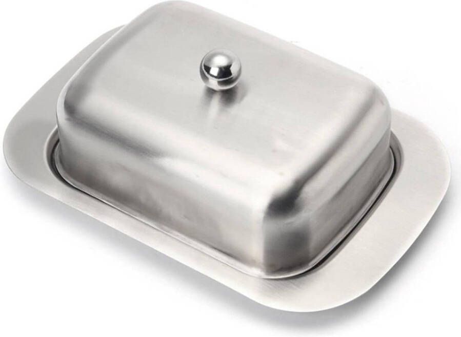 Roestvrij stalen botervloot met deksel koelkastdeur botercontainer 250 g zilver 127 x 192 x 73 cm