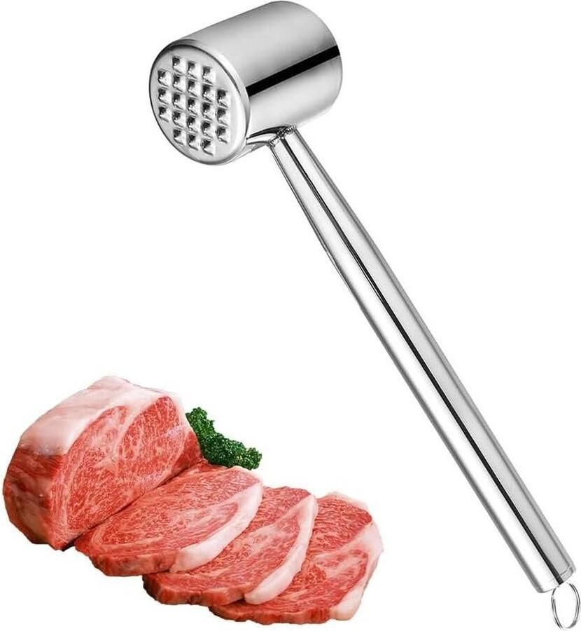 Roestvrij stalen dubbelzijdige vleeshamer voor steak rundvlees kip varken vaatwasmachinebestendig Meat Tenderizer