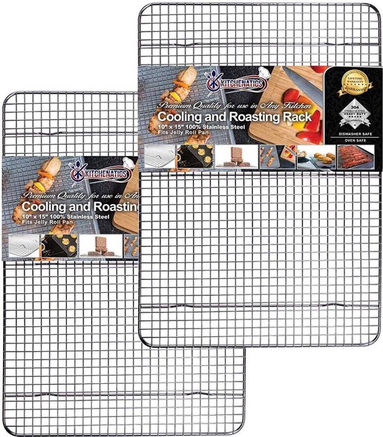Roestvrij stalen grillrooster & afkoelrooster past op bakplaten voor het bakken van koekjes en gebak roken grillen afkoelen – zeer stabiel roestbestendig & ovenvast (29 97 x 42 93 cm)