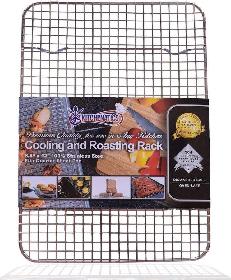 Roestvrij stalen grillrooster & afkoelrooster past op bakplaten voor het bakken van koekjes en gebak roken grillen afkoelen – zeer stabiel roestbestendig & ovenvast (29 97 x 42 93 cm)