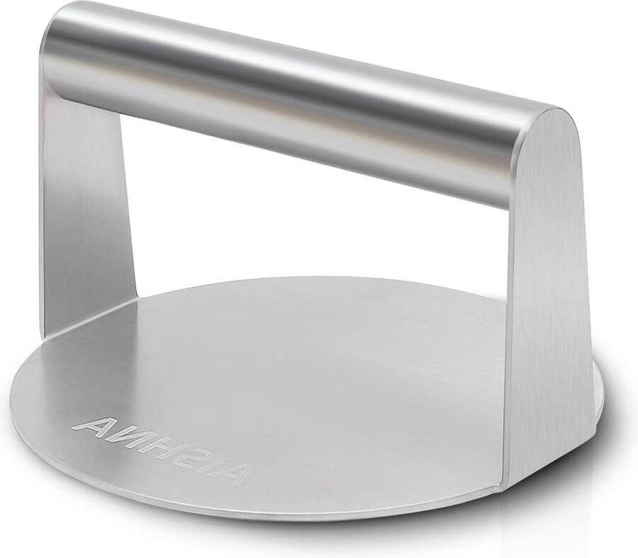 Roestvrij stalen hamburger smasher zware spek grill hamburgerpers 85 inch rond perfect voor platte bakplaat grillkoken biefstuk panini platte brood sandwiches (rond) smash burger
