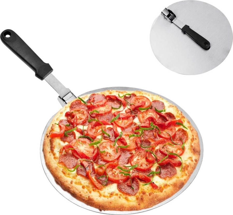 Roestvrij stalen pizza schuiver 255 x 255 cm Stabiele professionele thuisgebruik pizzaschep met inklapbare handgreep Stabieler pizza-accessoire voor bakken pizza gebak deeg en brood Pizzaschep