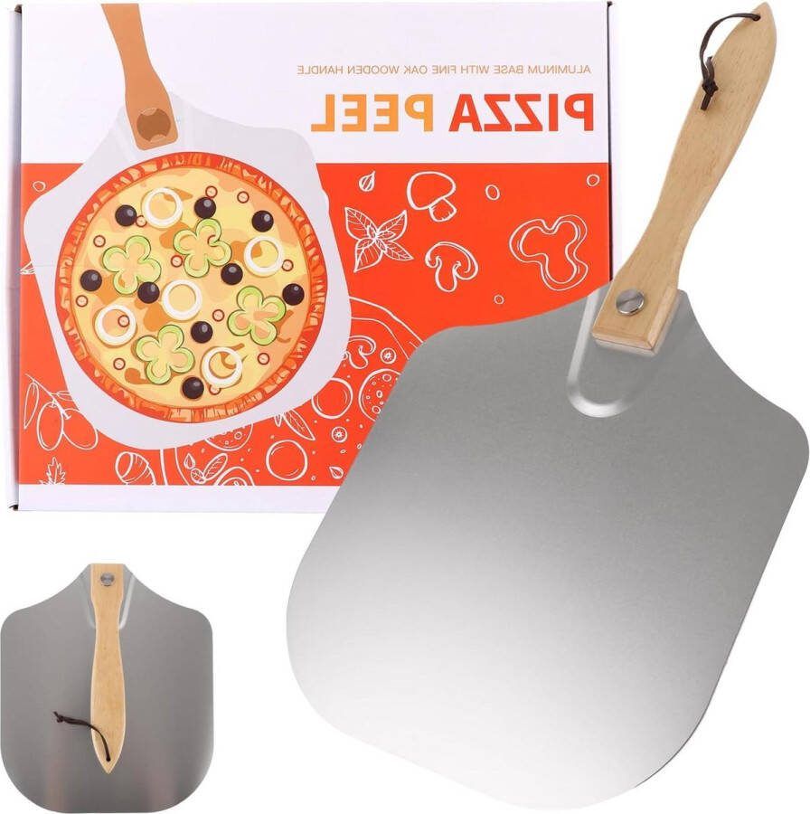 Roestvrij stalen pizzaschep 30 cm met opvouwbaar houten handvat pizzastaal voor oven en brood vaatwasmachinebestendig Pizzaschep
